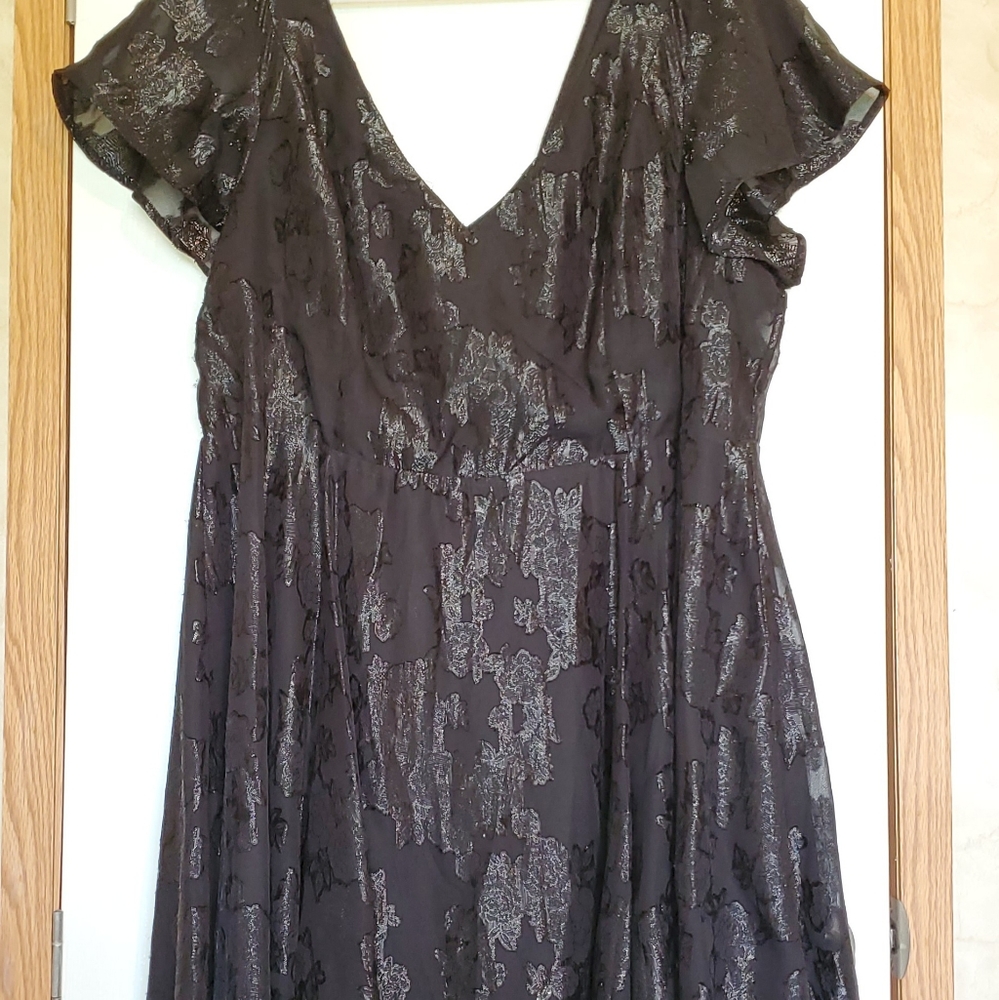 Lurex Floral Print Chiffon Skater Dress